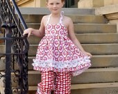 Sweetheart Halter Top with Ruffle Capris - Size  6-12m 12-18m 2T- Summer Line - Girls Baby Boutique Clothing - Capri set - Patriotic