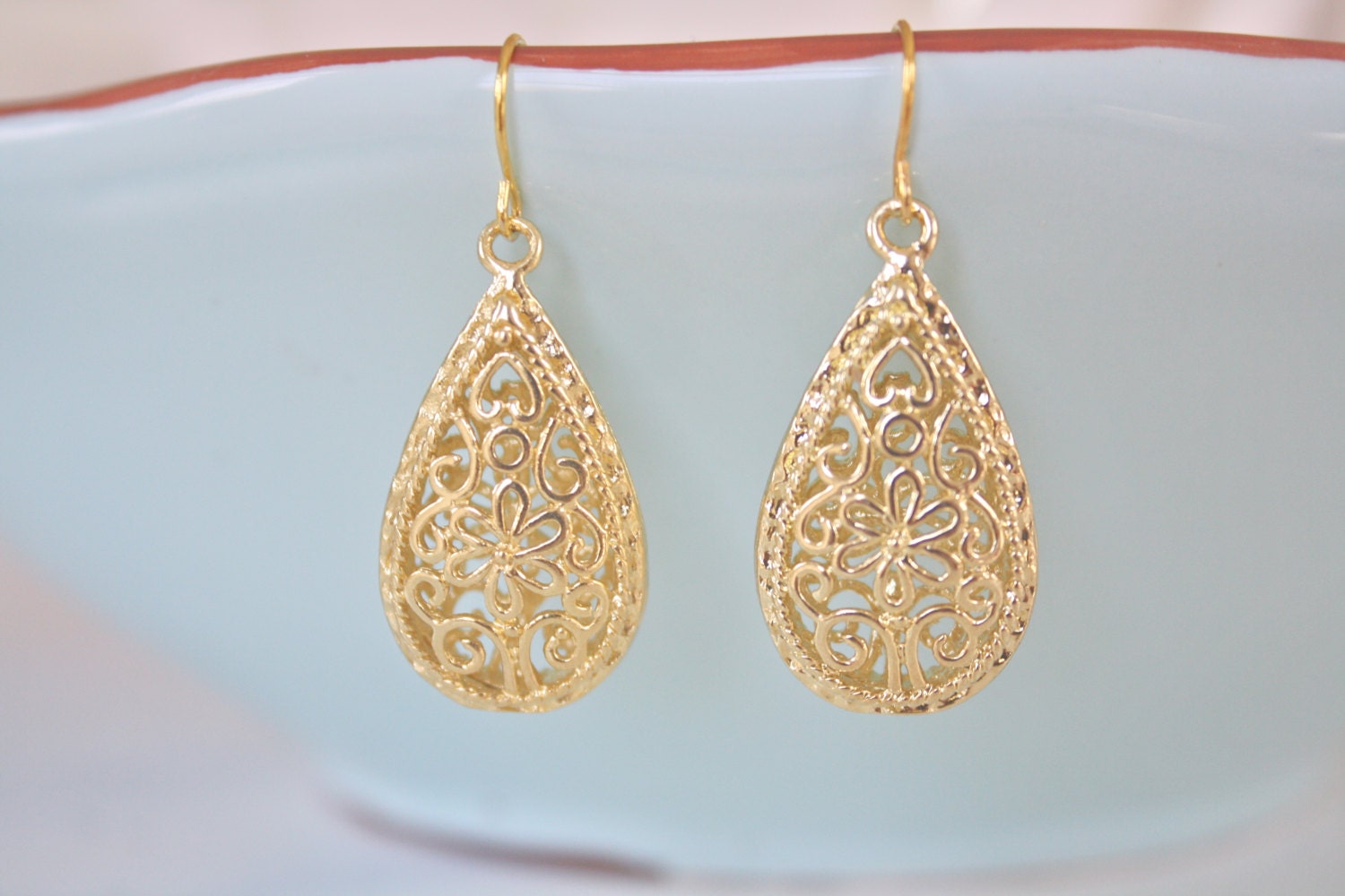 Gold Earrings 16k Gold Plated Floral Earrings