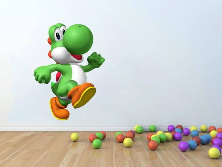 Full Colour Large Yoshi wall sticker nursery kids bedroom decal mural graphic computer game mario bros