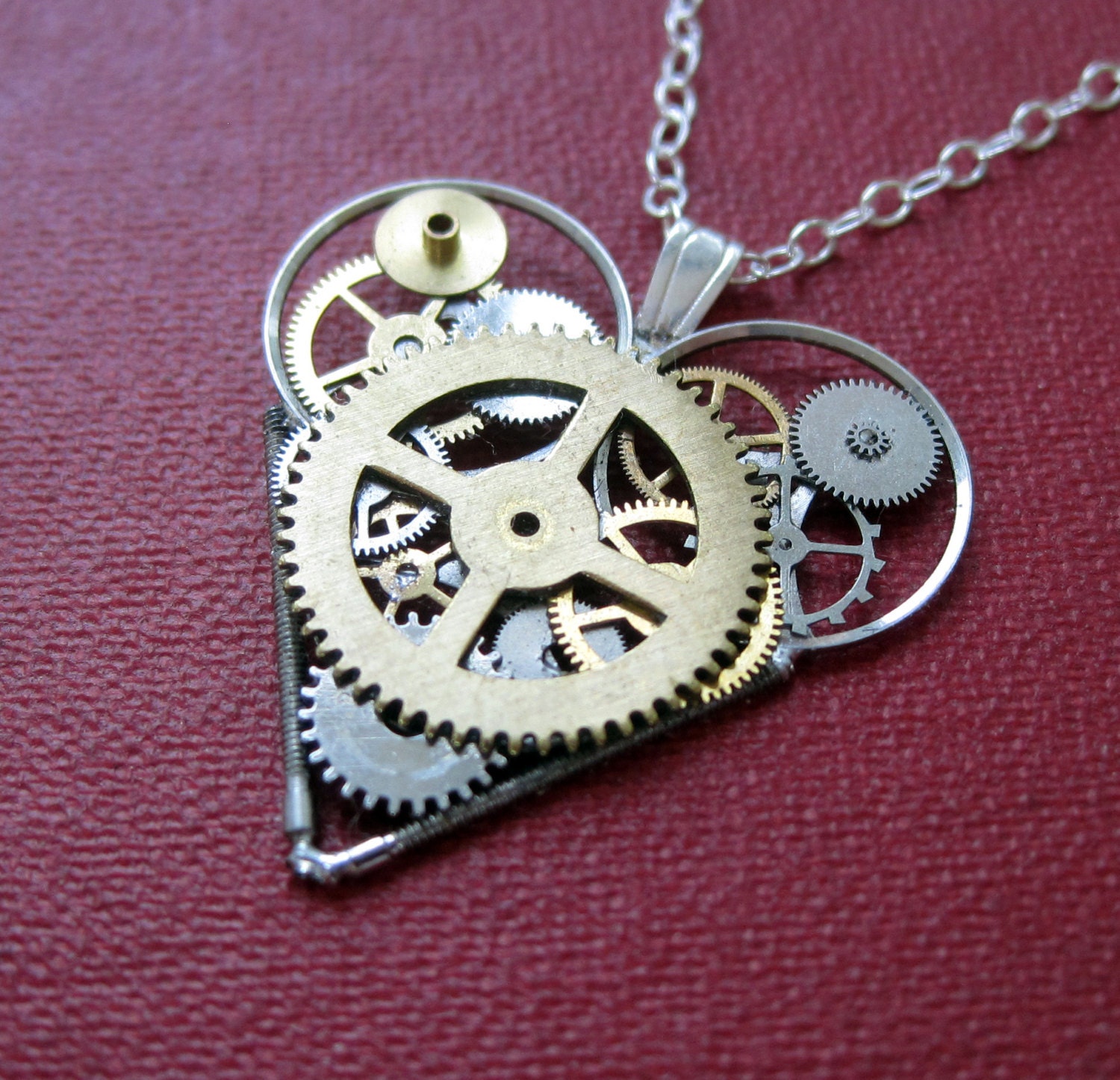 Clockwork Heart Necklace "Save" Steampunk Heart Pendant Love Sculpture A Mechanical Mind Wearable Art Mechanical Gear Heart