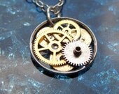 Clockwork Pendant "Vale" Clockwork Abstract Elegant Circle Watch Gear Sculpture Delicate Necklace