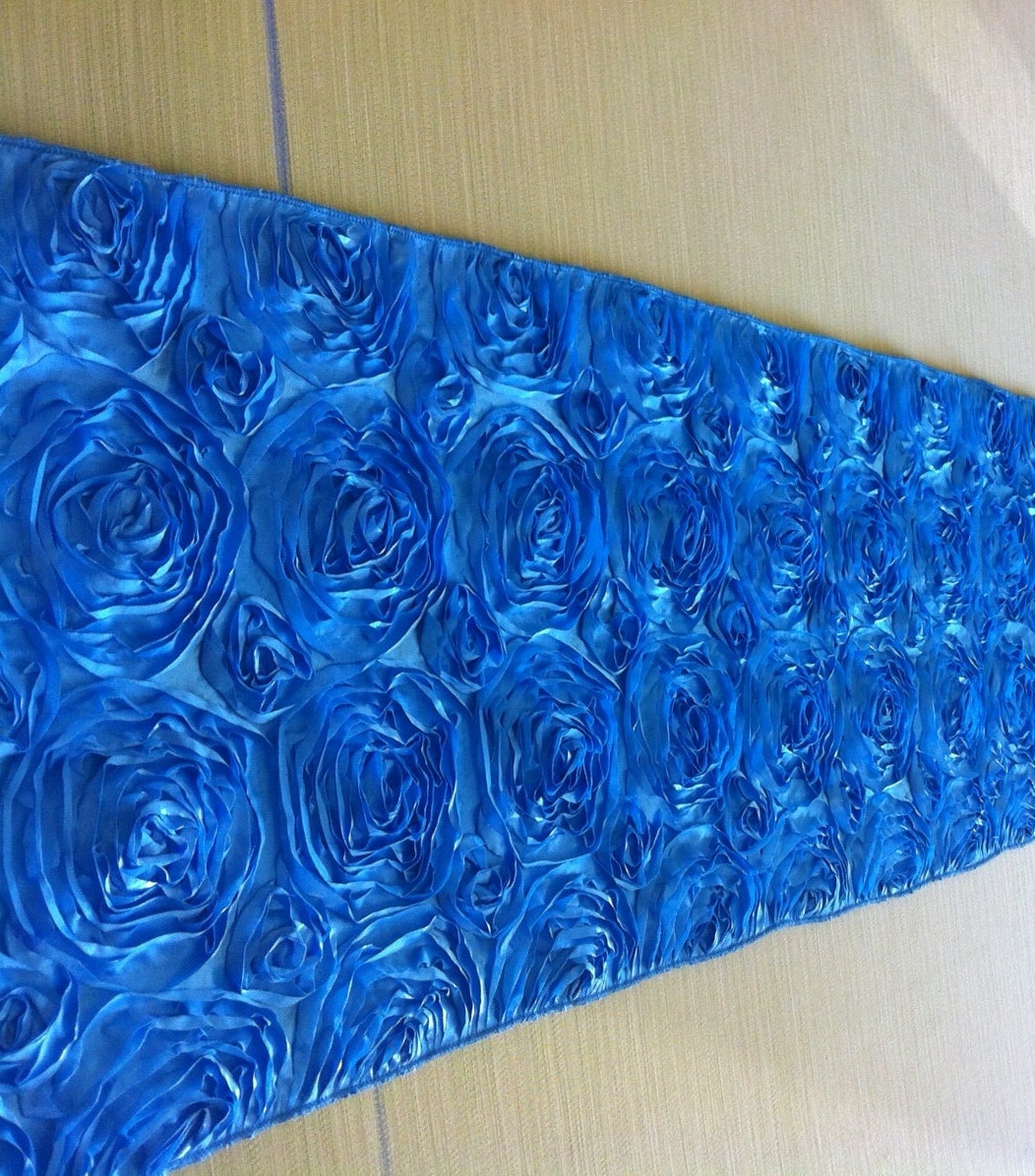 Custom Made Turquoise Rosette Table Runner 90 x 16