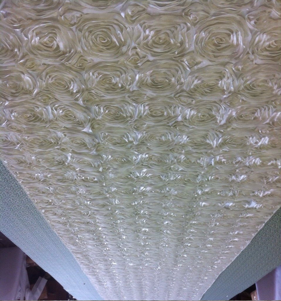 Custom Made  Ivory  Tafetta  Rosette Aisle Runner 25 Feet Long
