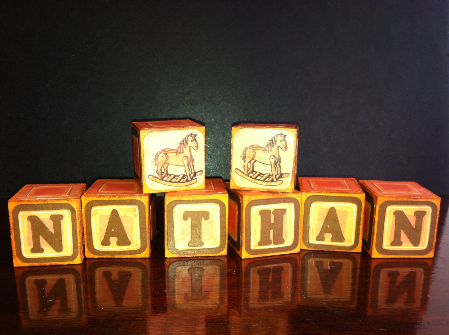 Custom Alphabet Blocks with Aged Look and Chalkboard