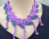 INSTANT DOWNLOAD Crochet Purple Pearls Choker - Necklace Pattern