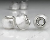 5pcs Lampwork Glass Large Hole Beads White with Silver Foil 14x14mm LB0094