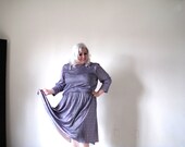 Pale plum paisley -plus size -dress -silver- xxxl