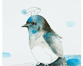 Bird Nursery, Nursery Art, Nursery Decor, blue bird, animal painting, Nursery Art Print, whimsical bird acrylic art
