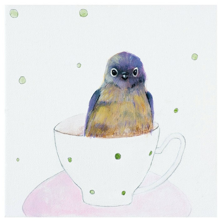 Children's wall art print, whimsical bird, girl's room decor, nursery animal decor, bird kids wall art decor by inameliart