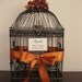 On Sale Bird Cage Wedding Card Holder with Burnt Orange Hydrangeas  / Wedding Card Holder /  Birdcage Card Holder