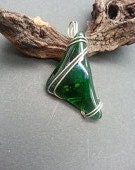 Green SeaGlass Wire Wrapped in Sterling Silver Birthday Gift Unique One of a Kind UK
