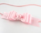 Light Pink Satin Headband Bow - Baby Headband - Skinny Elastic - Newborn Baby Toddler Girl Birthday Special Occasion