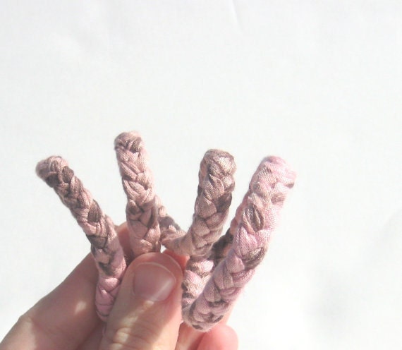Pink Bracelet. Fabric Braided Bracelet. Pink and Brown Blend. Casual Fashion. Spring Line.