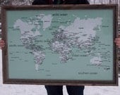 Giant Organic Style Literary Map Print Poster - 24x36 - Seaglass Blue