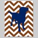 SALE - Chevron Puppy Dog - 8x10 Print - Modern Nursery Decor - Kids Wall Art - Brown, Navy Blue, White