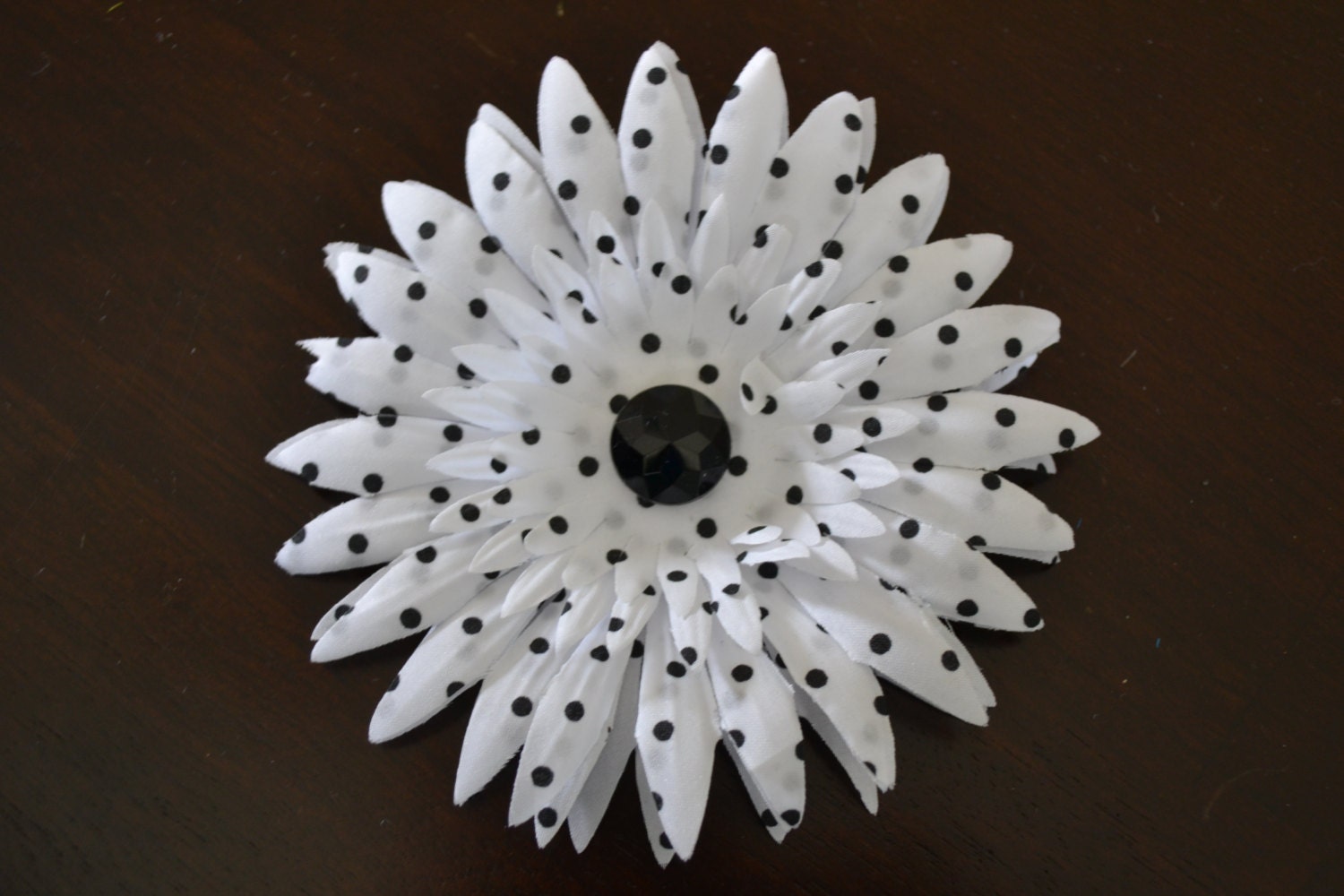 White Black Polka Dots Gerber Daisy Flower Hair bow Hair clip Hair Accessories