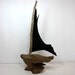 driftwood boat with a sail from genuine goatskin parchment... size 29x16 cm...nautical decor...driftwood art...pirate ship