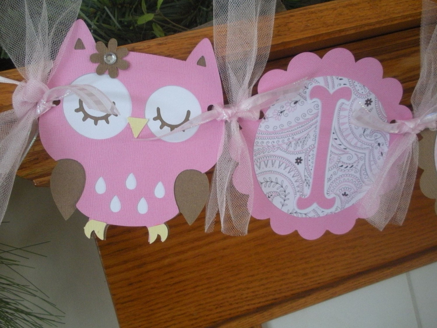 Baby Shower Its A Girl Owl Theme Welcome Baby Banner Your Choice of Colors Matching Pom Poms Available