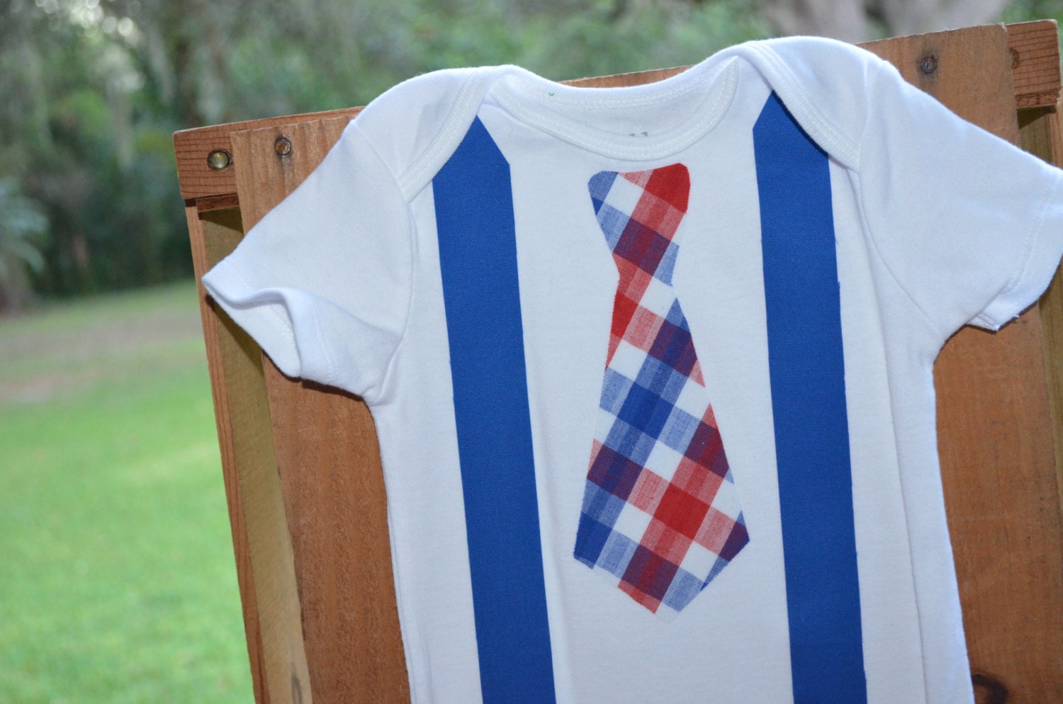 Baby 4th of July Onesie Boy Tie Onesie Suspenders Onsie Stars and Stripes Photo Prop Birthday Outfit