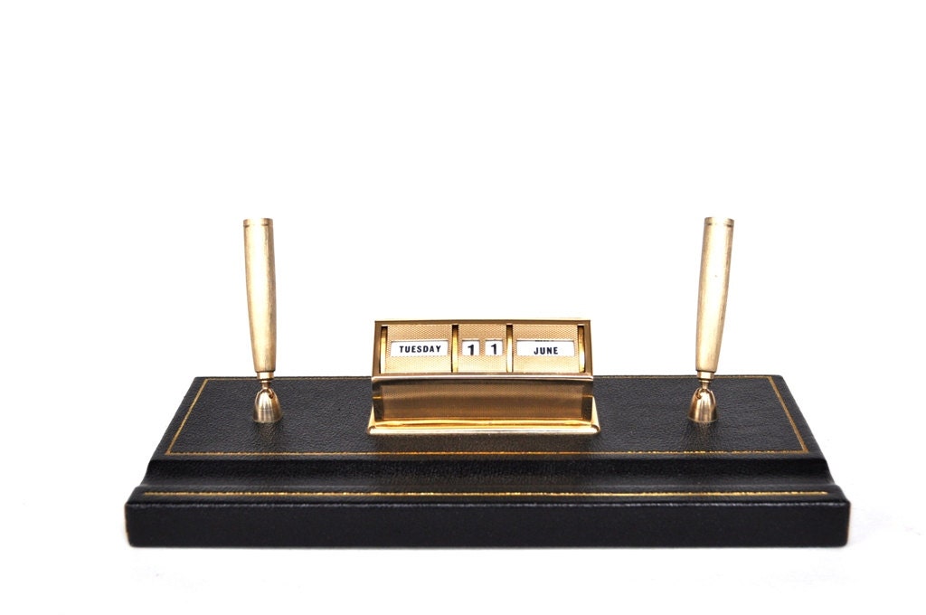 Vintage Desktop Perpetual Calendar Pen Stand Made in England