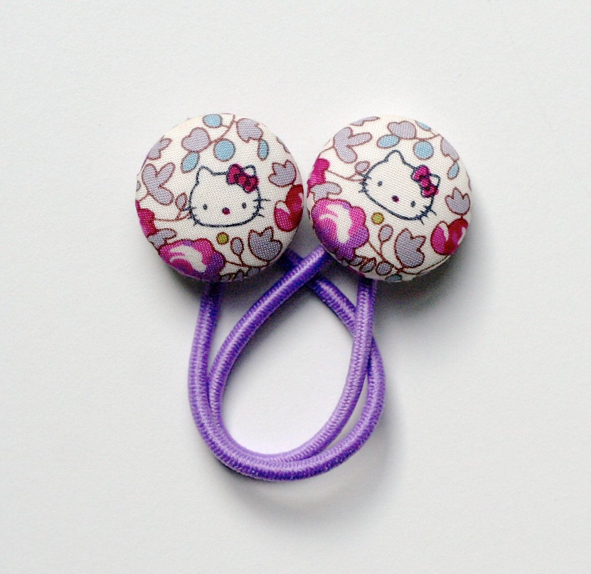 Liberty of London and Hello Kitty Triple Set of Button Hair Ties - Mini Pairs  - Pretty Lavender Purple Floral