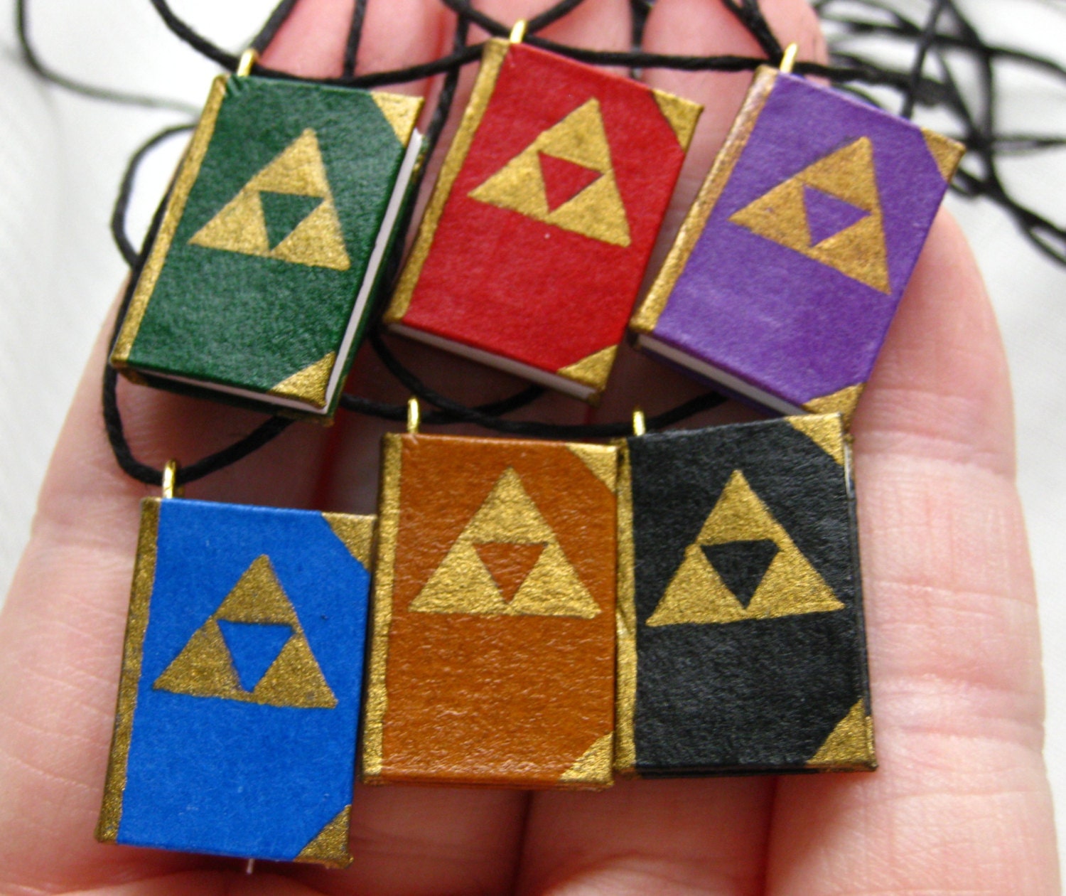 Triforce Miniature Book - Legend of Zelda Charm, Pendant w/Cord