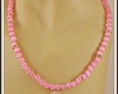 Pink Cats Eye Necklace with Genuine Crystal Pendant.  Vivid.  Vibrant.