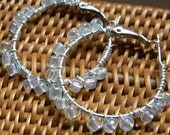 Bohemian earrings clear glass beaded hoops beaded jewelry handmade earrings spring jewelry beaded earrings