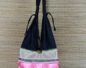 ON SALE Shoulder Bag Purse Hippie Hobo Yam Summer Peacock Swirl Handbag in Pink