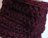 BURGUNDY WINE Crochet Chunky Cowl Infinity Scarf Cozy - Chunky Acrylic and Lamb's Wool   Gift for Her