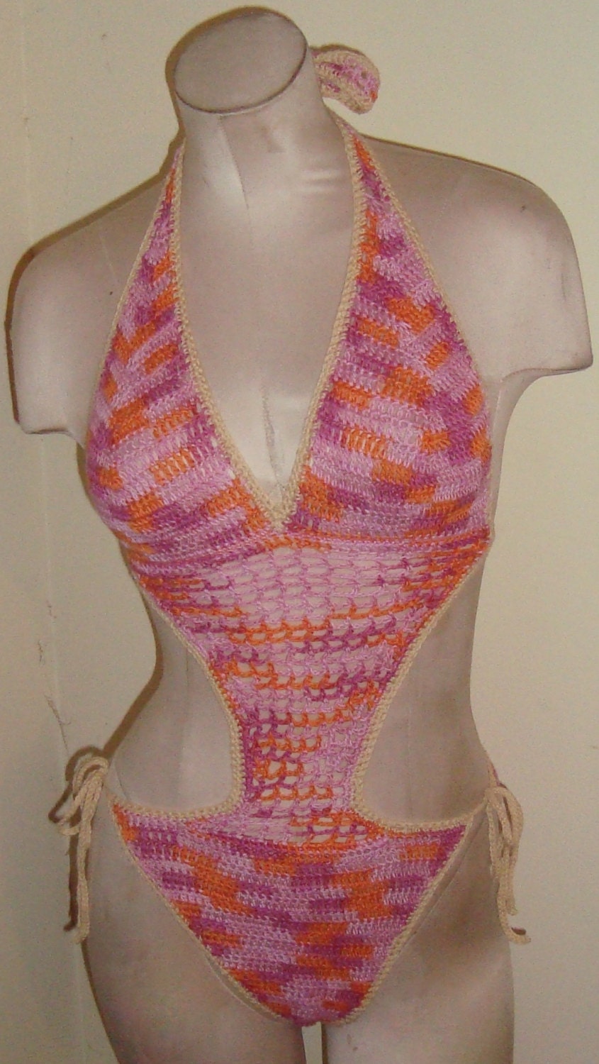 2013 Spring Pink Handmade Crochet Bathing Suit