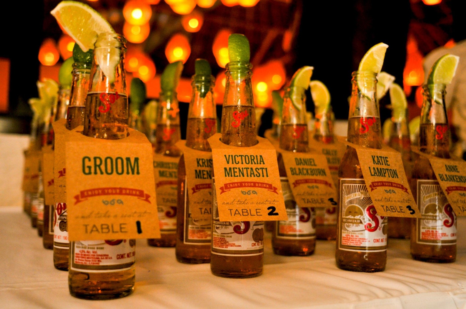 Beer Bottle Escort Cards - Mexican, Beach or BBQ Theme