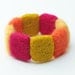 FREE SHIPPING Hand felted bracelet in pink, yellow and orange. Felt fashion. Geometrical, Squares. Neon, pastels, spring
