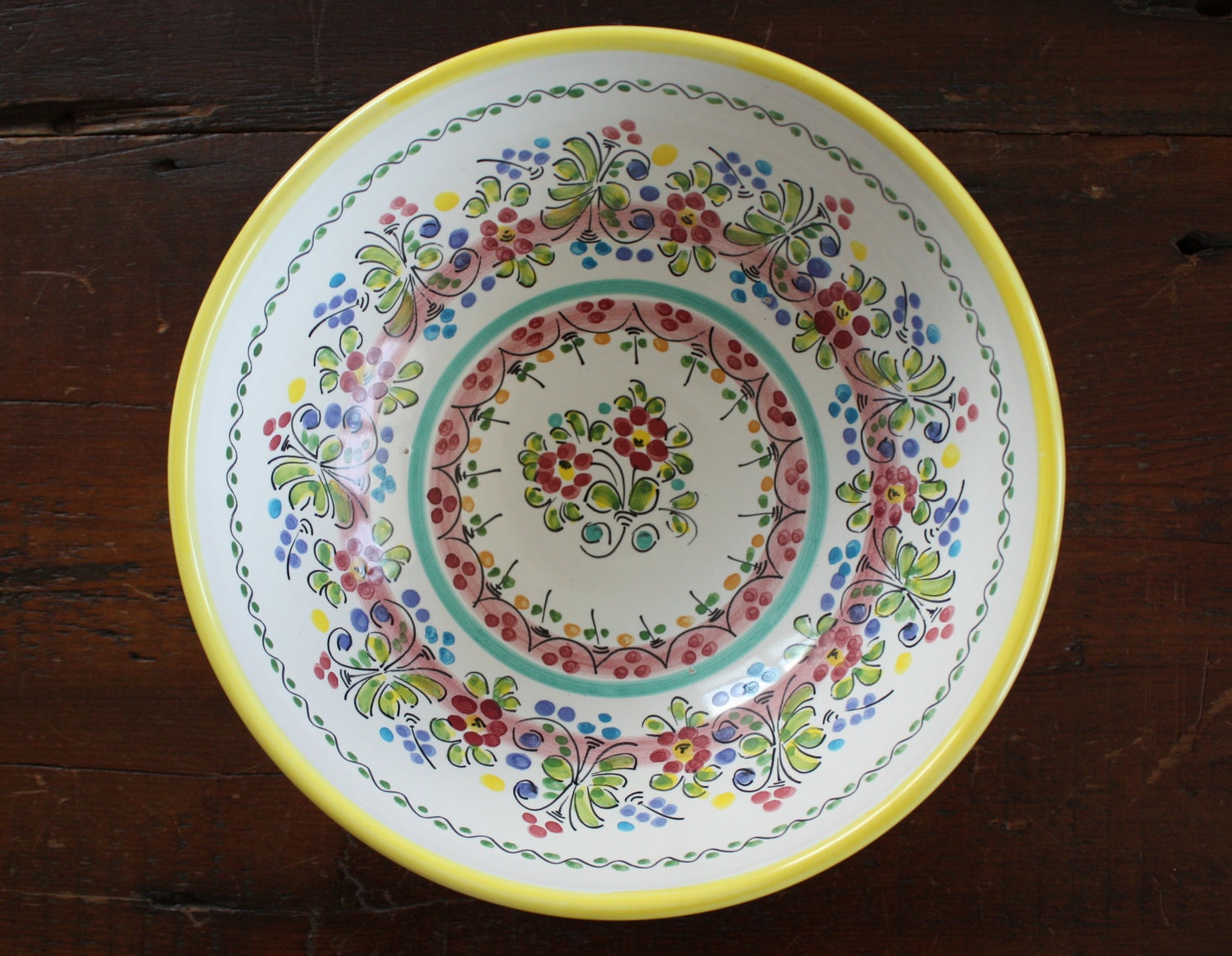 bowl yellow multi color 8 inch dia from sunny Spain