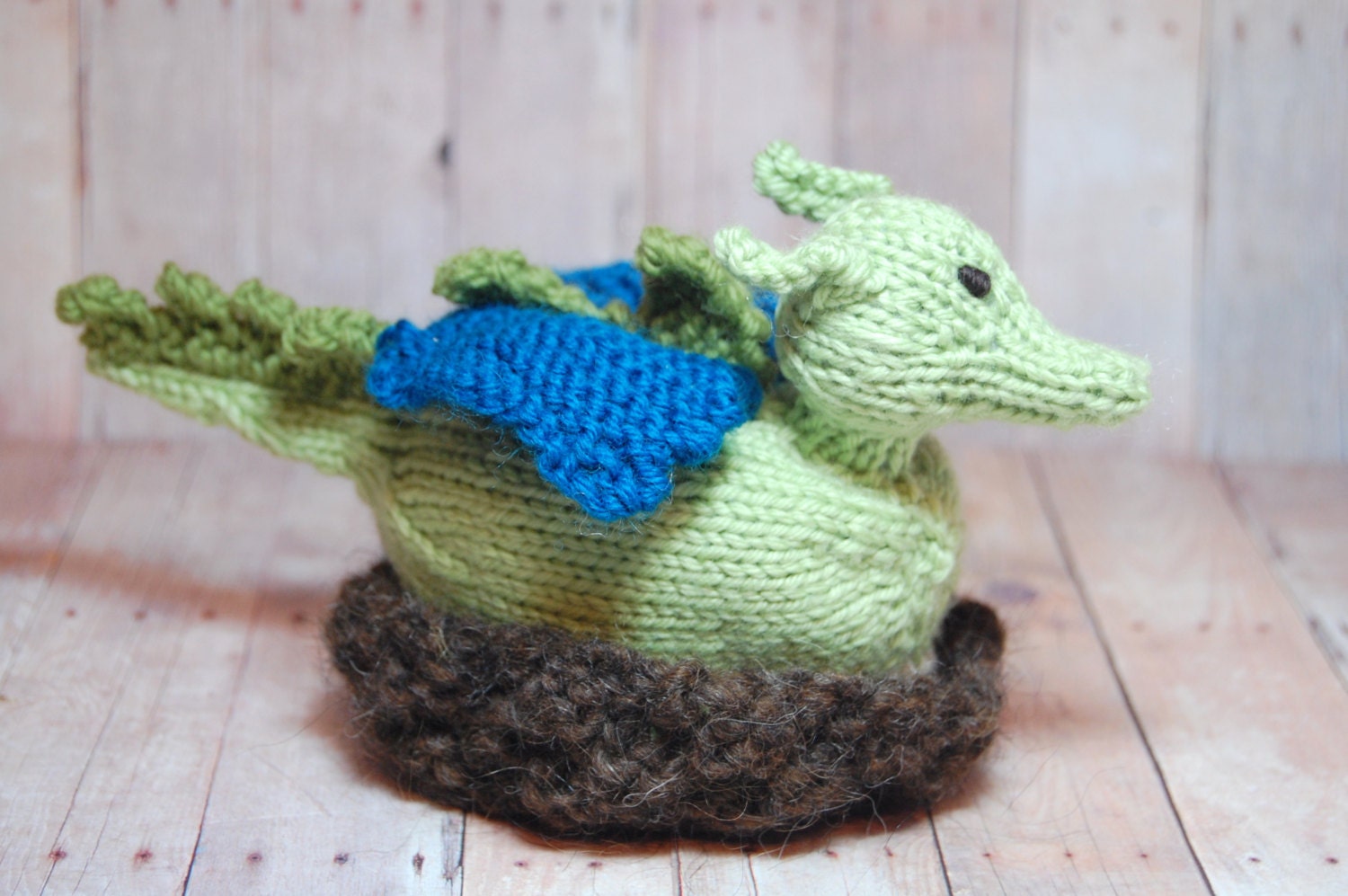 Knit Dragon Waldorf Toy - Dragon Hatchling in Nest - Transforming Toy - Easter - Nursery Decor - Imaginative Play - Natural Fibers