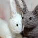 Knit Bunny Rabbit Waldorf Eco-Friendly Stuffed Toy - Nursery Decoration Boys and Girls - Easter Basket - Spring - White Brown Gray