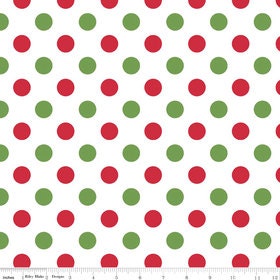 Sale Riley Blake Basics Medium Dots Christmas on White 1 yard