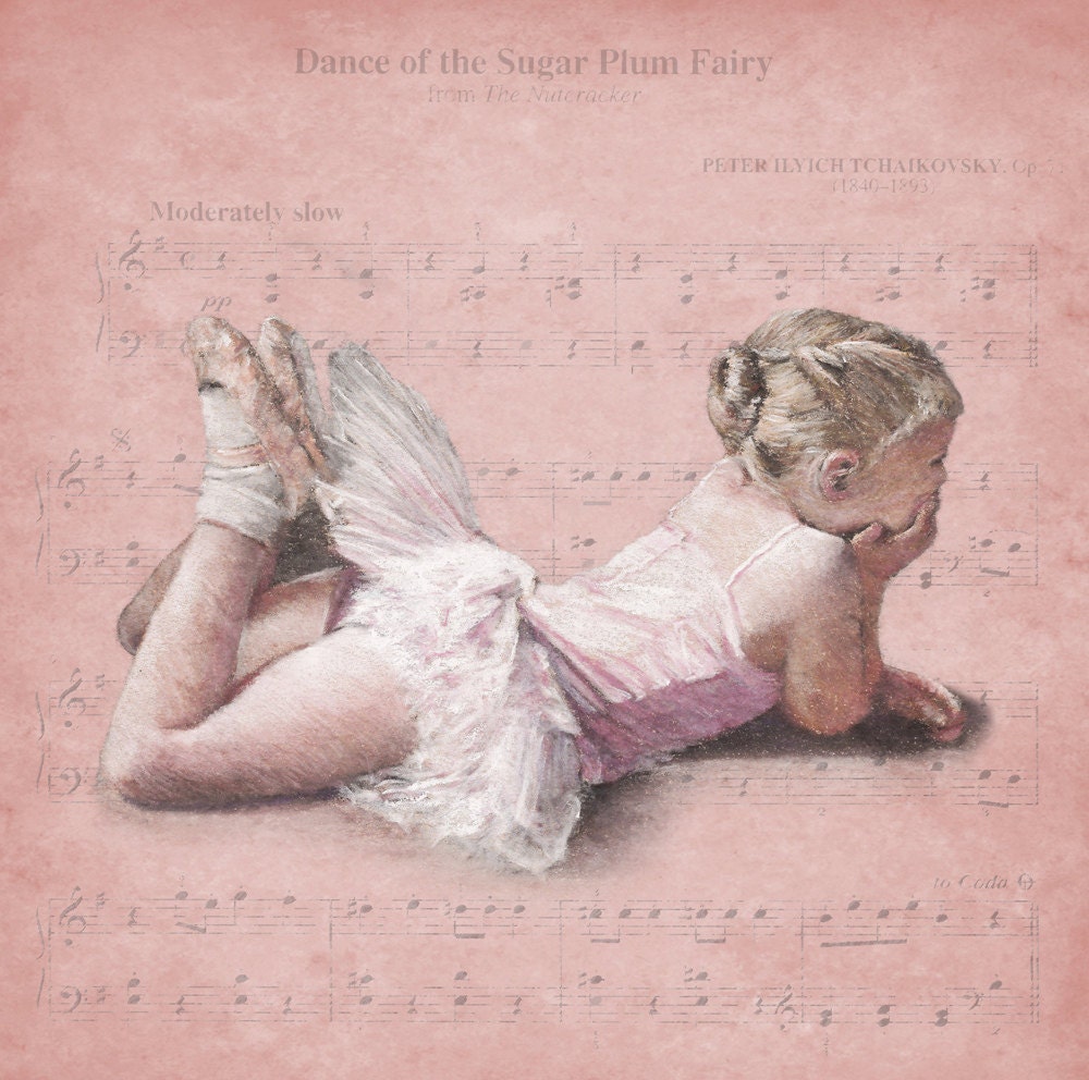 Luxurious quality Ballet sugar plum fairy music birthday card by Pastel Artist, Robert Antell