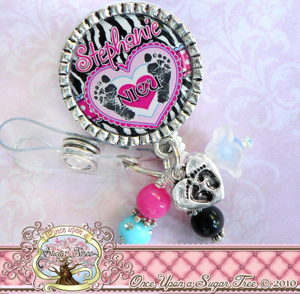 Labor and Delivery, OB, Postpartum, Baby Footprints, Nurse ID Badge Reel, RN Np Nursing Id Badge Holder, Id Clip, Medical, Office, Doctor