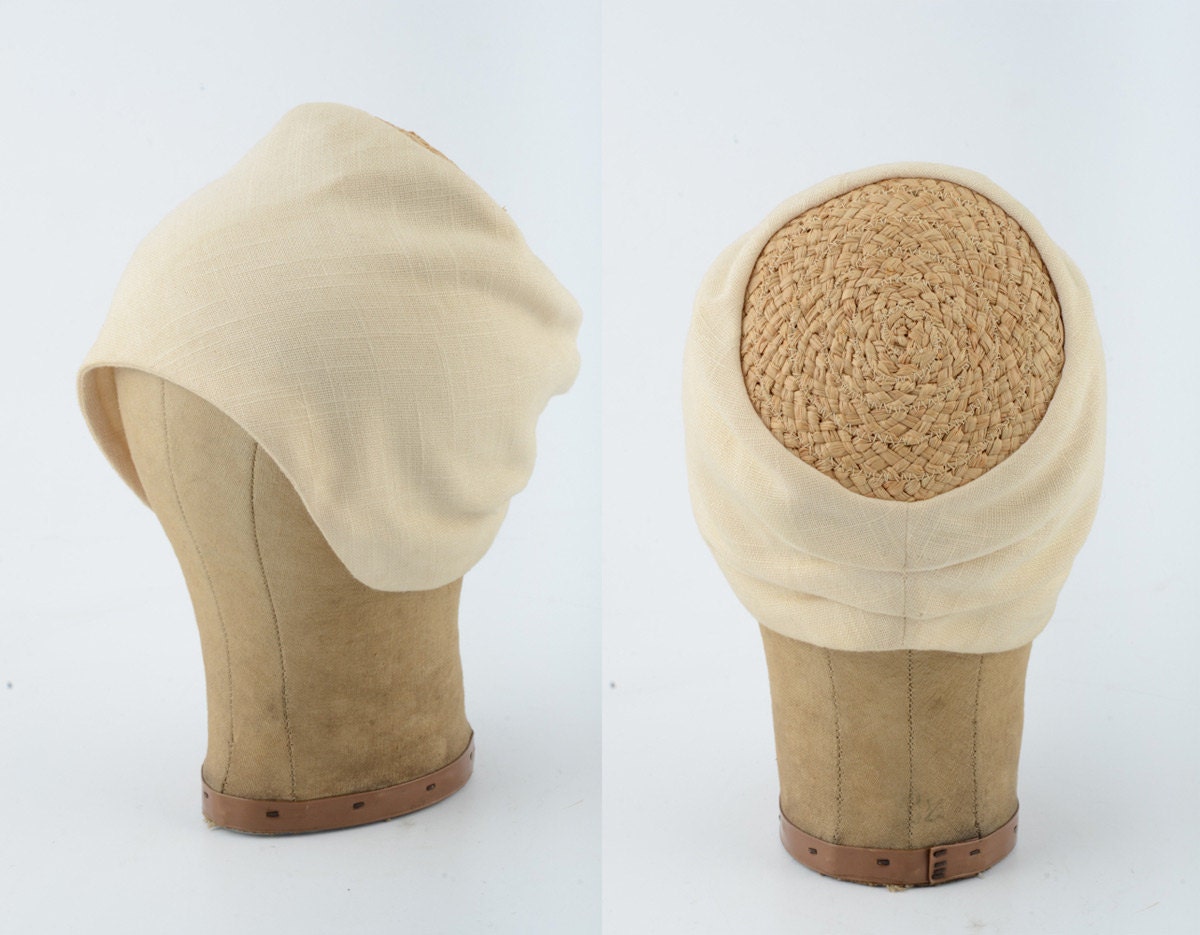 1950s hat/ 50s sun cap/ linen