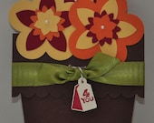 Flowerpot Greeting Card, Red, Yellow, Orange, Flowers, Thank You, Birthday, Just Because, Get Well Soon, For Her, Stamped, Blank Inside