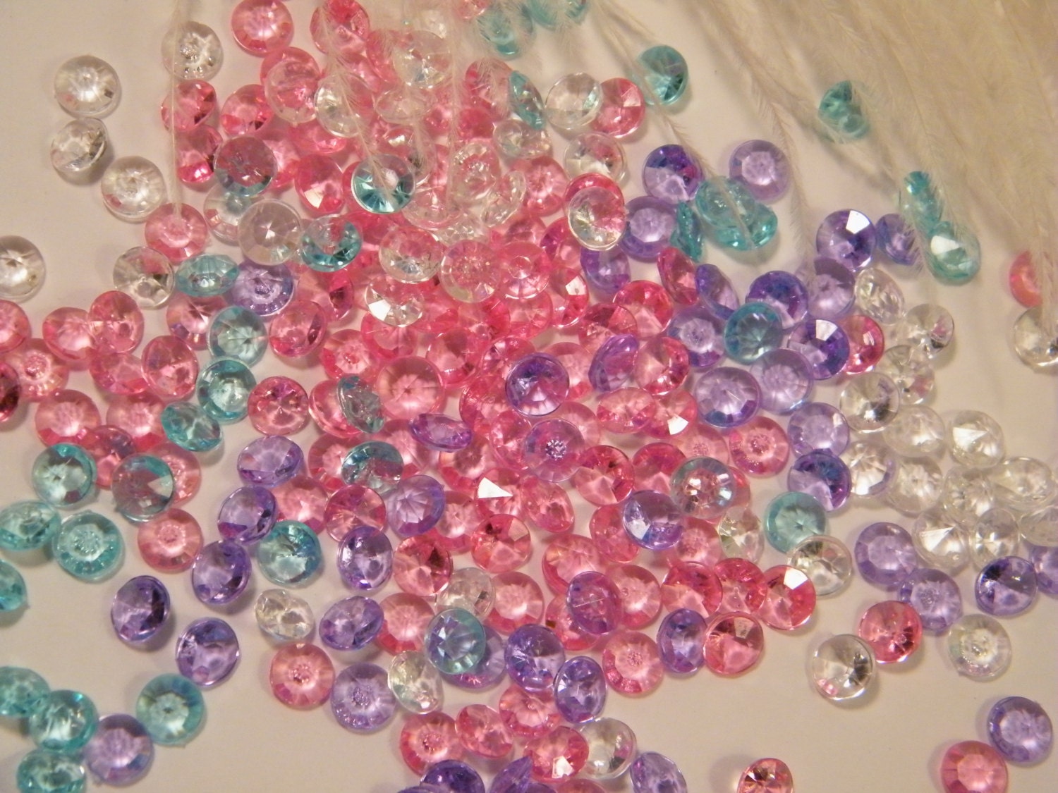 Pastel Wedding and Party Confetti- Faux Diamond Jewels Collection- Customize your colors - Pink - Clear - Purple - Turquoise