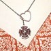 Firefighter, fireman red crystal rhinestone pendant and heart silver  lariat  necklace, handmade jewelry