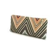 Wedding Clutch Chevron Missoni Green Orange Fabric Wallet Mother of the Bride Gift, Mother of the Groom Gift