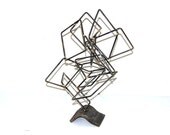 Cubed, Abstract Metal Sculpture,Table Top Sculpture, Reclaimed Steel Art, Stacking Squares,  Rectangles