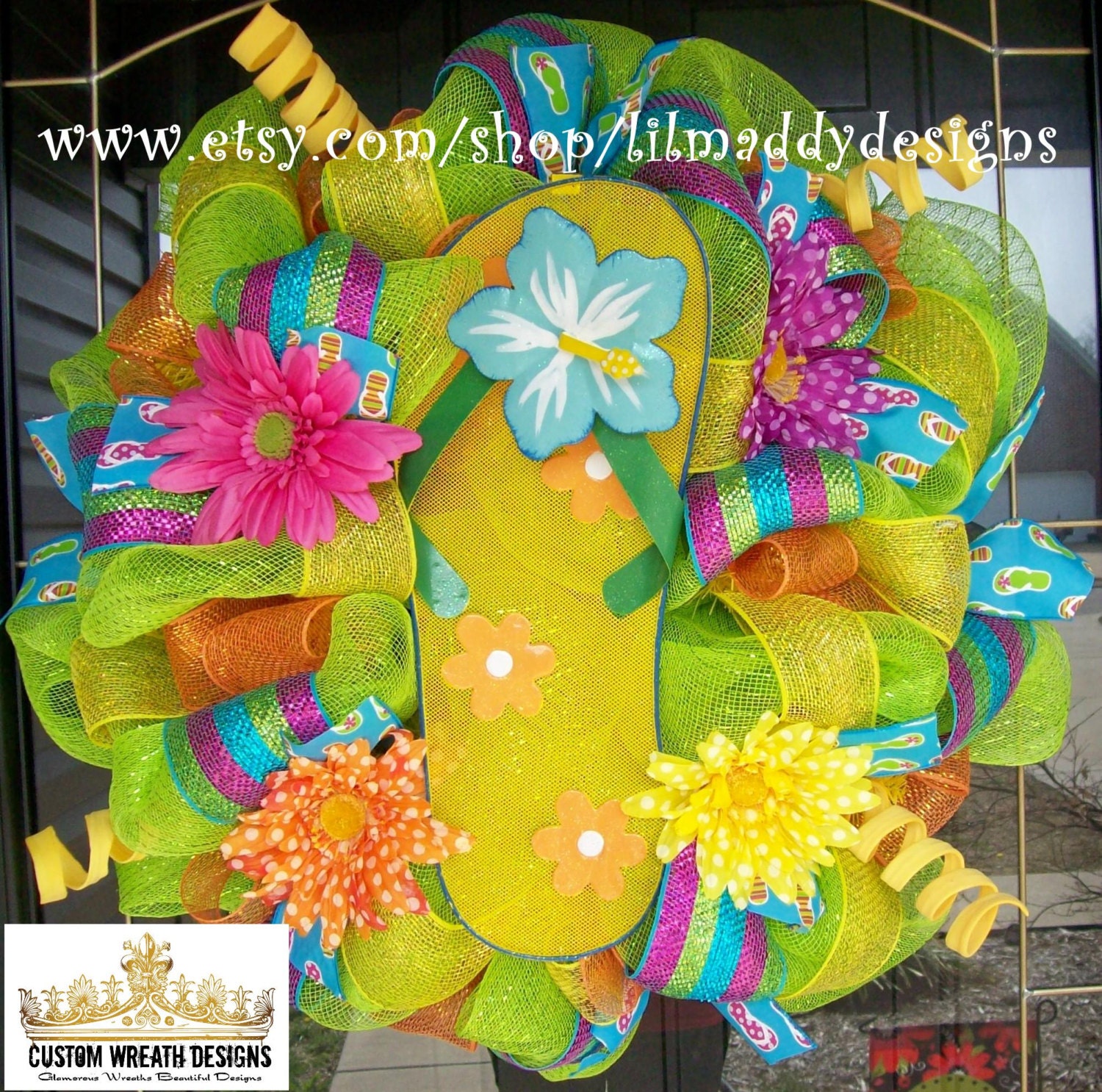 Bright Whimsical Summer Flip Flop Wreath