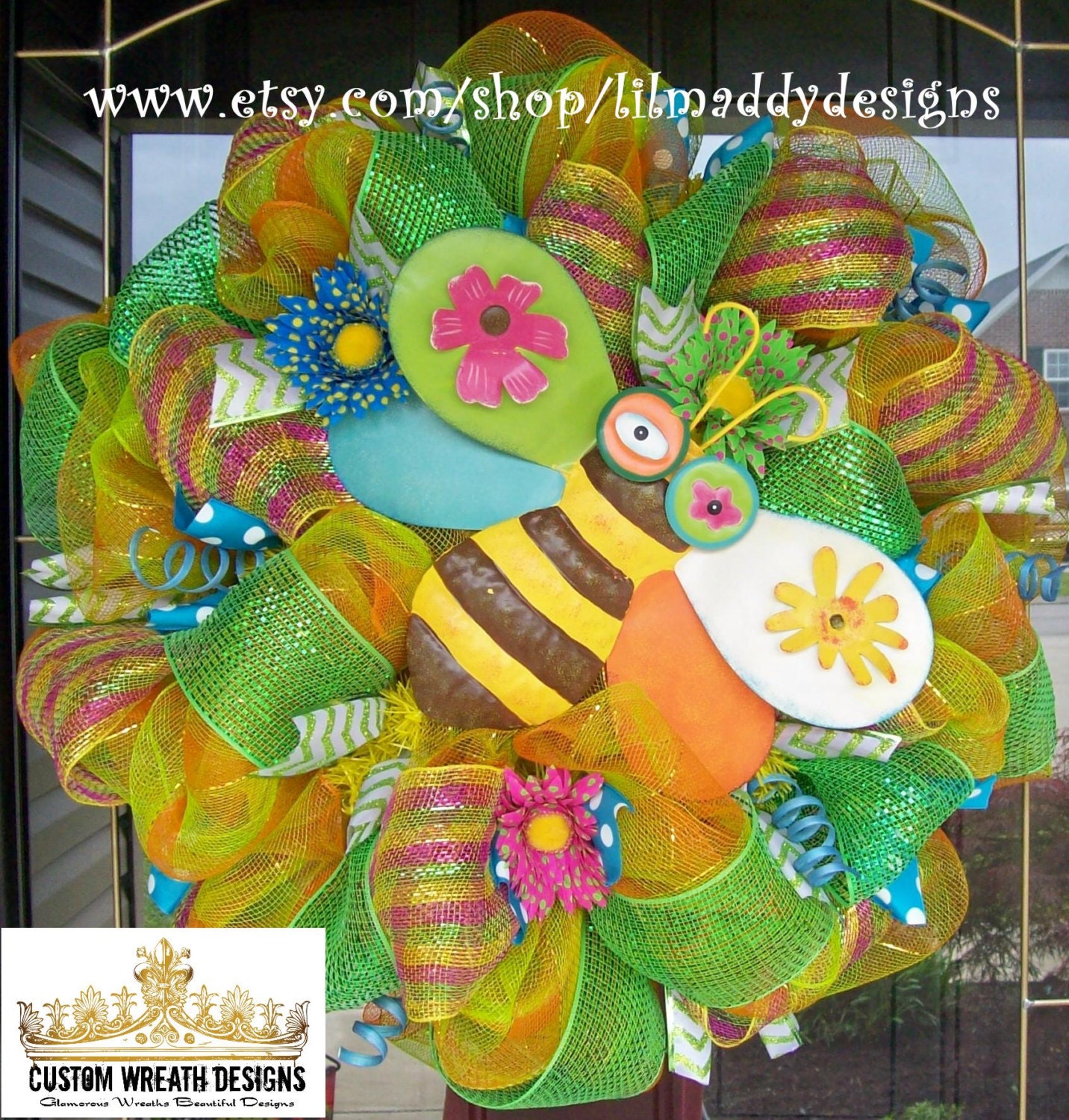 Whimsical Bumble Bee Colorful Wreath