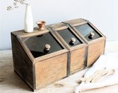 Vintage  Wood Glass Canisters/Bin