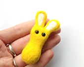 Yellow Felt Bunny Brooch - Summer Yellow Needle Felted Animal Pin