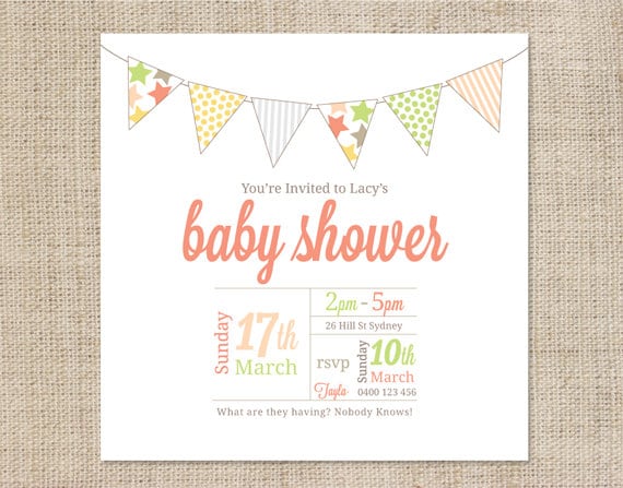 Printable Baby Shower Invitation Template - Bunting Il_570xn
